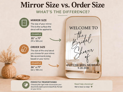 Bridal Shower Welcome Mirror Sign, Custom Mirror Decal, Personalized Bachelorette Decorations, Bride Name Sticker, Future Mrs Party Decor