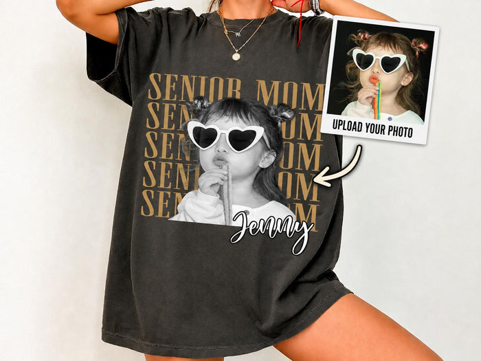 Senior Mom Shirt with Custom Photo, Class of 2027 Comfort Colors T-Shirt, Personalized Proud Mom of a Graduate Gift, Senior Graduation Shirt