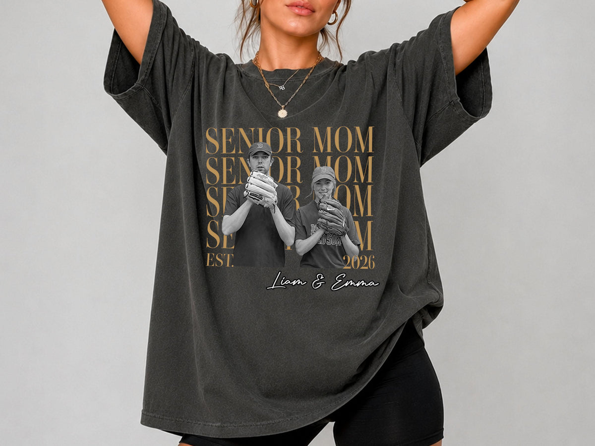 Custom Photo Senior Mom Shirt, Personalized Class of 2027 Comfort Colors T-Shirt, Proud Mom Gift, Senior 2027 Shirt, Senior Parent Gift
