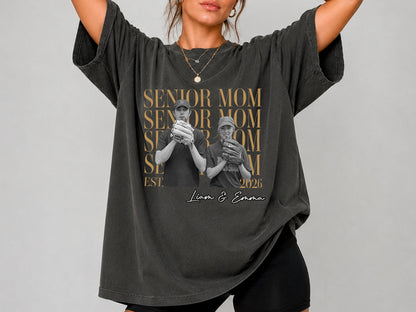 Custom Photo Senior Mom Shirt, Personalized Class of 2027 Comfort Colors T-Shirt, Proud Mom Gift, Senior 2027 Shirt, Senior Parent Gift