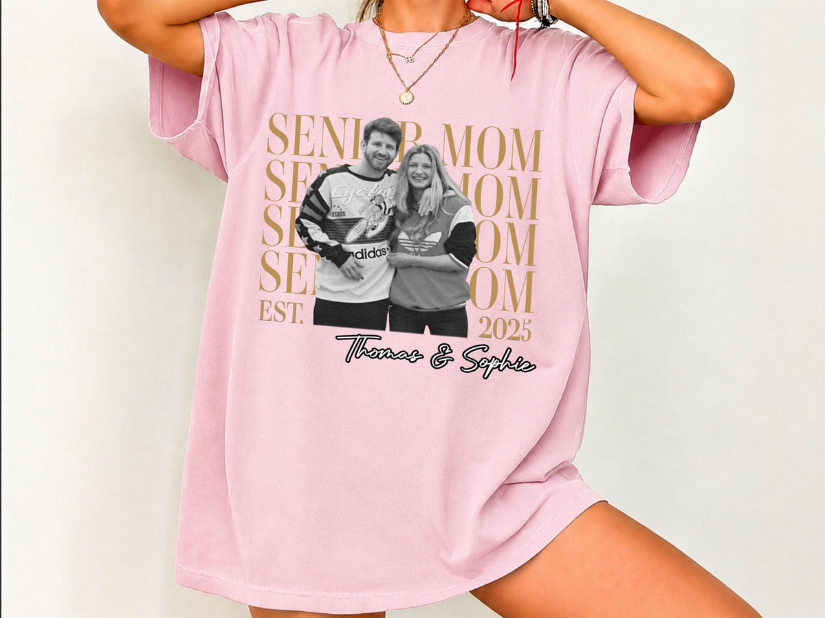 Custom Photo Senior Mom Shirt, Personalized Class of 2027 Comfort Colors T-Shirt, Proud Mom Gift, Senior 2027 Shirt, Senior Parent Gift