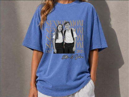 Custom Photo Senior Mom Shirt, Personalized Class of 2027 Comfort Colors T-Shirt, Proud Mom Gift, Senior 2027 Shirt, Senior Parent Gift