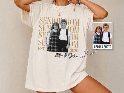 Custom Photo Senior Mom Shirt, Personalized Class of 2027 Comfort Colors T-Shirt, Proud Mom Gift, Senior 2027 Shirt, Senior Parent Gift