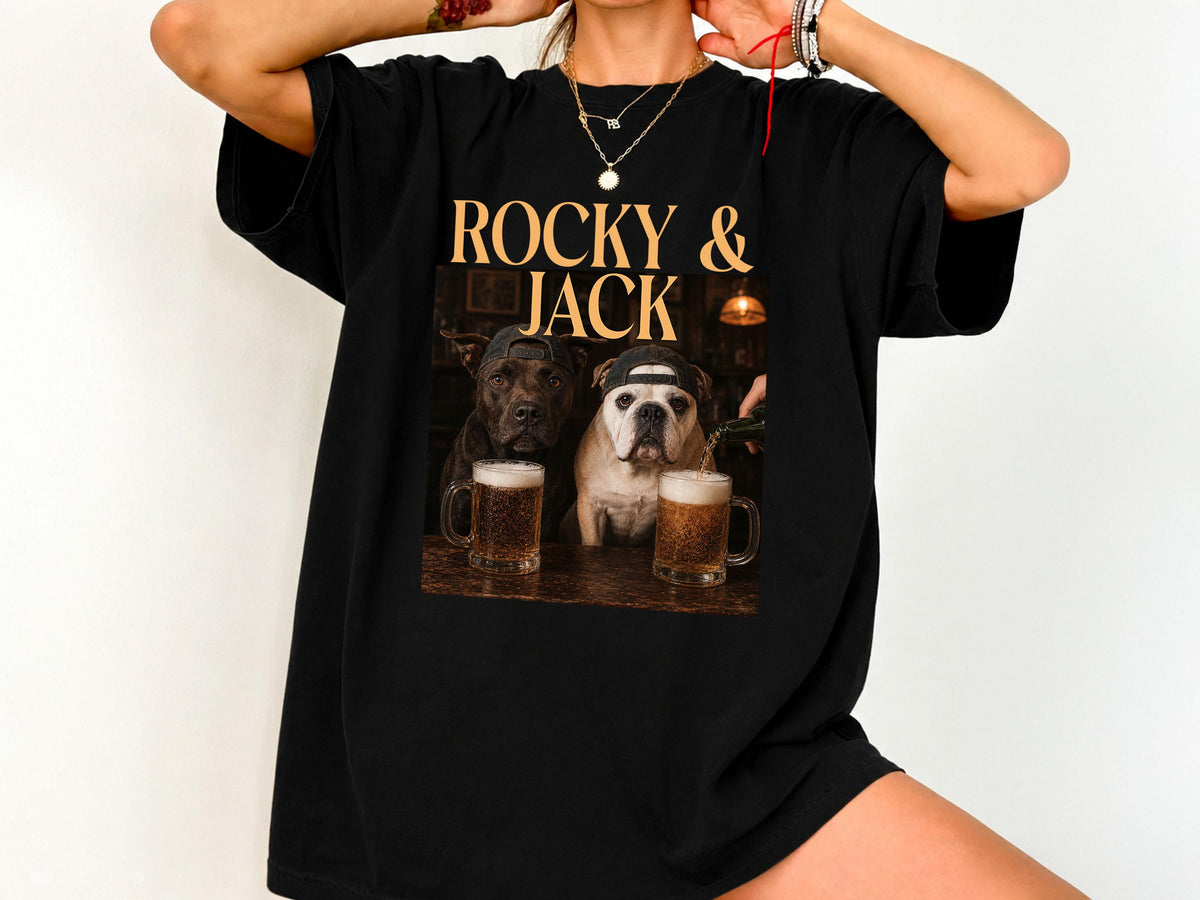 Custom Dog Drinking Beer Shirt, Personalized Pet Portrait Tee, Multi Pet Shirt, Funny Dog Meme Comfort Colors Tee, Dog Mom Gift
