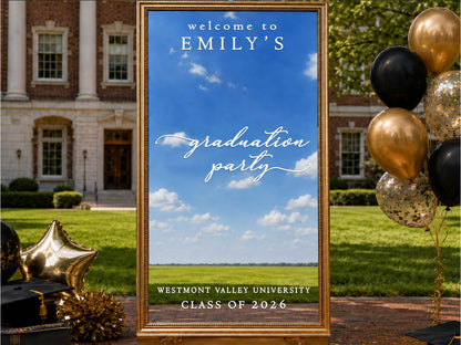 Graduation Welcome Sign, Personalized Class of 2027 Mirror Decal, Vinyl Sticker for Grad Party Decor, Custom Photo Backdrop