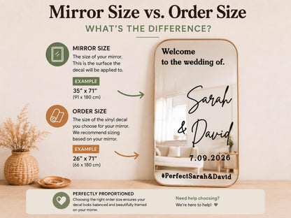 Custom Mirror Decal, Welcome Sign for Wedding Birthday Baby Shower Graduation Party Decor, Personalized Vinyl Sticker for Any Occasion