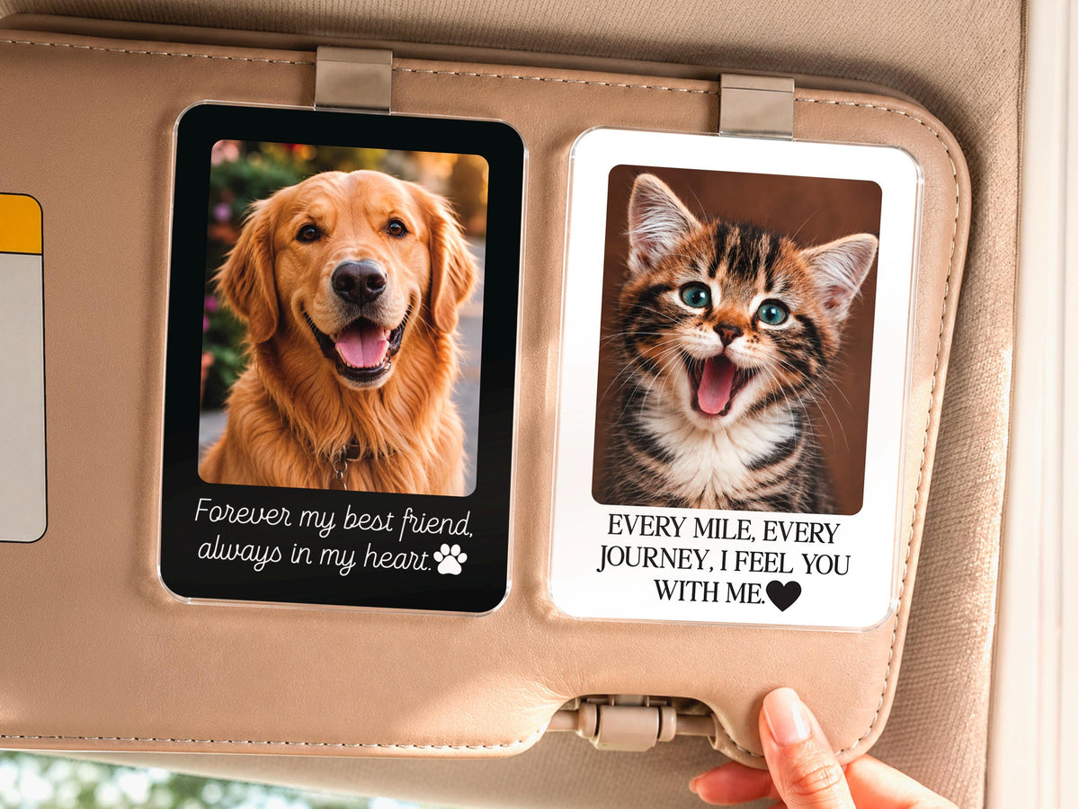 Custom Pet Memorial Photo Car Visor Clip, Personalized Dog Memorial Gift, Pet Remembrance Keepsake, Dog Sympathy Gift for Him for Christmas