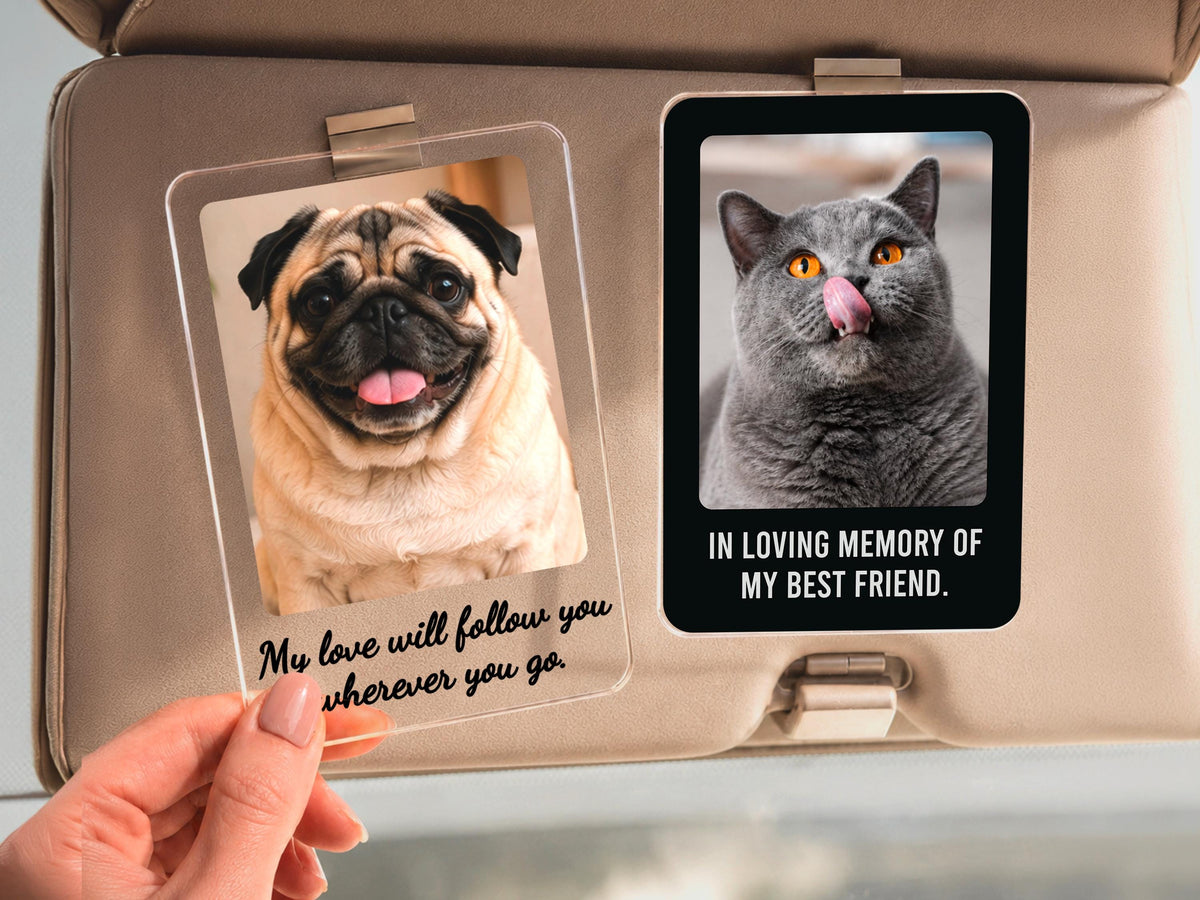 Custom Pet Memorial Photo Car Visor Clip, Personalized Dog Memorial Gift, Pet Remembrance Keepsake, Dog Sympathy Gift for Him for Christmas