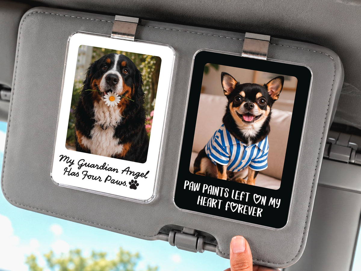 Custom Pet Memorial Photo Car Visor Clip, Personalized Dog Memorial Gift, Pet Remembrance Keepsake, Dog Sympathy Gift for Him for Christmas