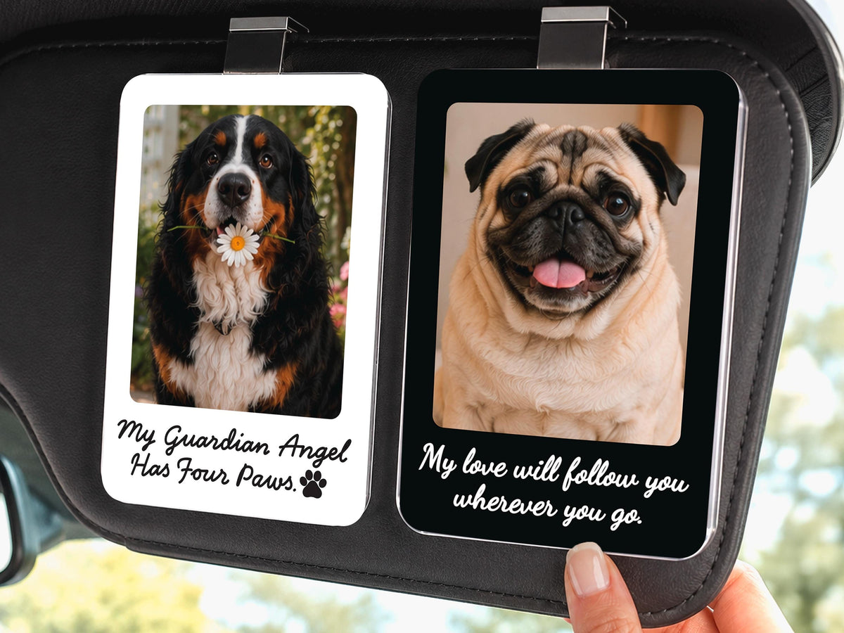Custom Pet Memorial Photo Car Visor Clip, Personalized Dog Memorial Gift, Pet Remembrance Keepsake, Dog Sympathy Gift for Him for Christmas