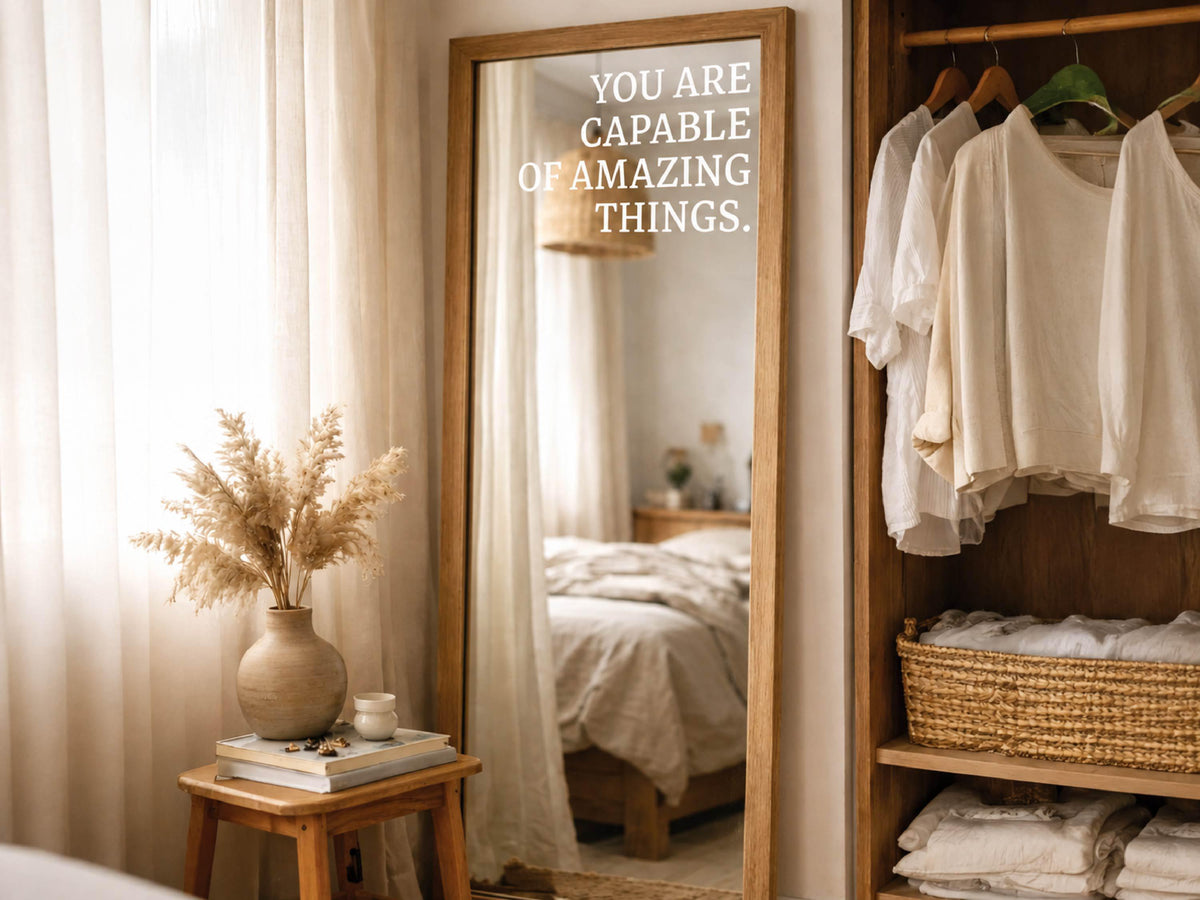 Custom Mirror Decal with Vinyl Lettering, Personalized Vinyl Sticker for Mirror Welcome Sign, Wedding Mirror Decal, Event or Home Decor