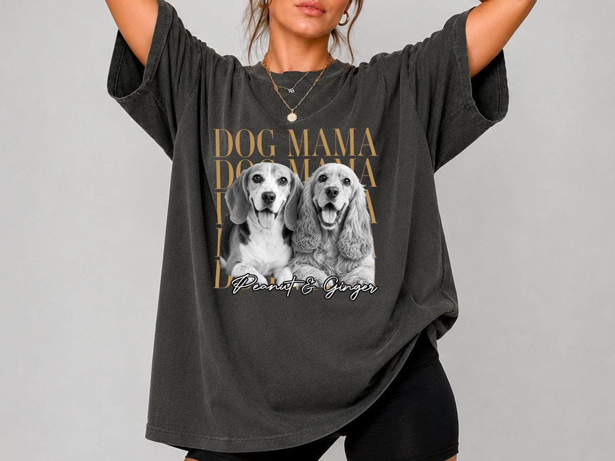 Dog Mom Shirt, Custom Pet Portrait from Photo Shirt, Personalized Comfort Colors Dog Mama Tee, Dog Mom Gift, Dog Lover Gift