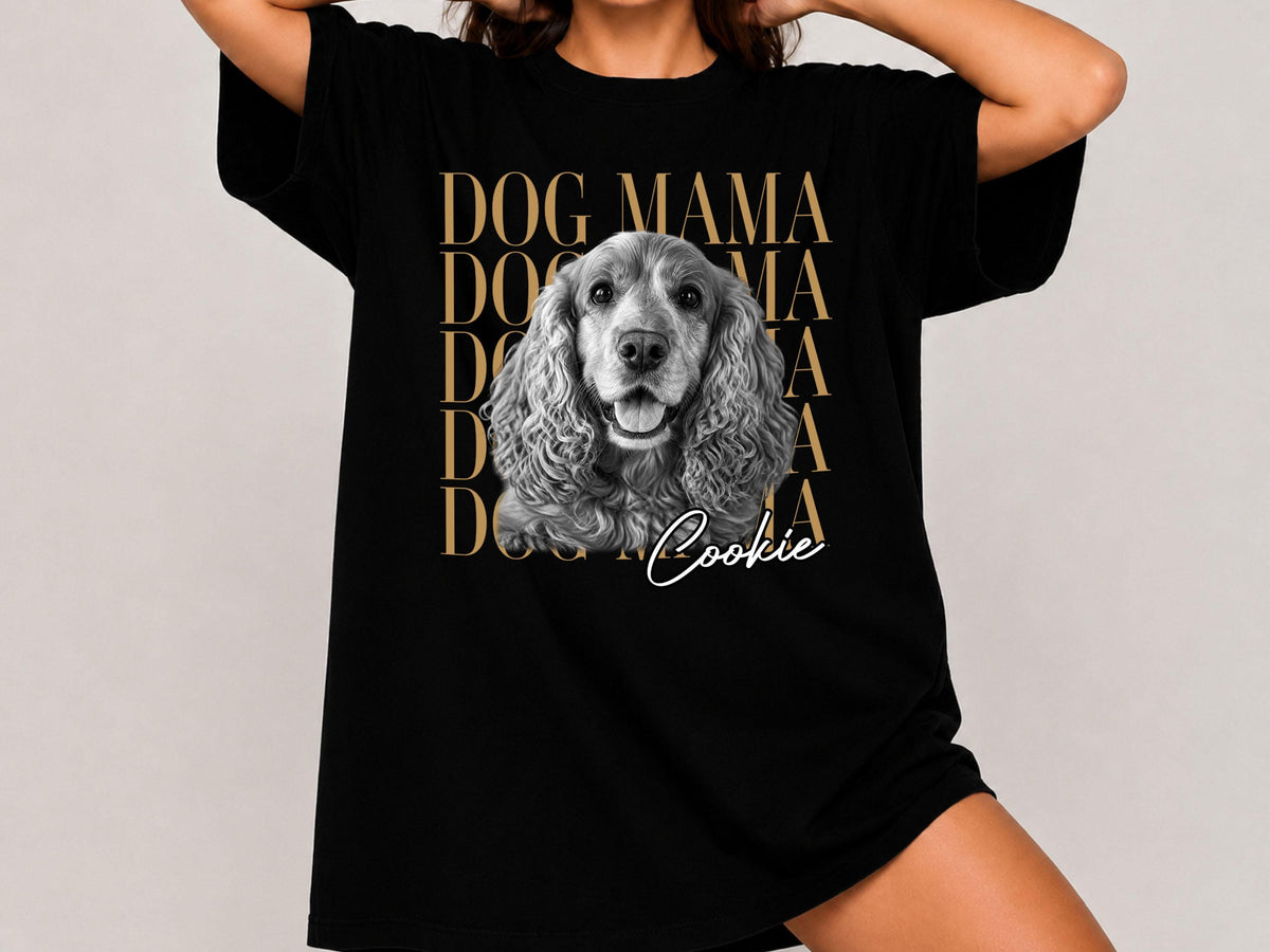 Dog Mom Shirt, Custom Pet Portrait from Photo Shirt, Personalized Comfort Colors Dog Mama Tee, Dog Mom Gift, Dog Lover Gift