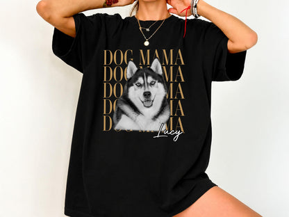 Dog Mom Shirt, Custom Pet Portrait from Photo Shirt, Personalized Comfort Colors Dog Mama Tee, Dog Mom Gift, Dog Lover Gift
