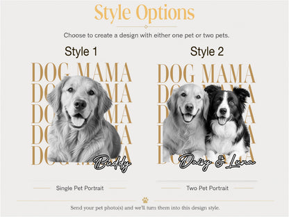 Dog Mom Shirt, Custom Pet Portrait from Photo Shirt, Personalized Comfort Colors Dog Mama Tee, Dog Mom Gift, Dog Lover Gift