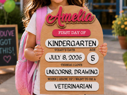 Personalized First And Last Day Of School Keepsake For Kids, Back To School Sign, Reusable Dry Erase Student Sign, Preschool Kindergarten