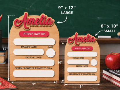 Personalized First And Last Day Of School Keepsake For Kids, Back To School Sign, Reusable Dry Erase Student Sign, Preschool Kindergarten