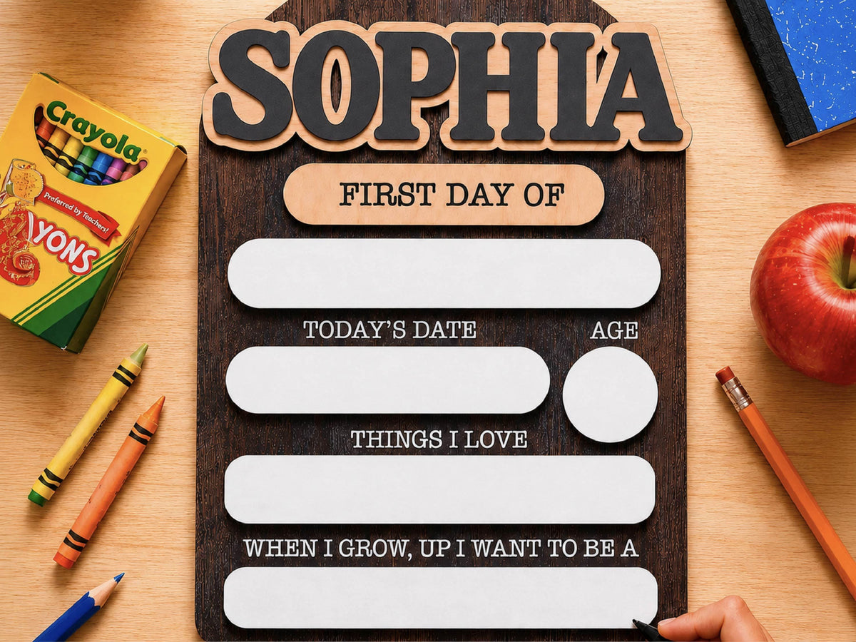 Personalized First And Last Day Of School Keepsake For Kids, Back To School Sign, Reusable Dry Erase Student Sign, Preschool Kindergarten