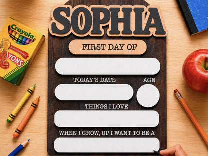 Personalized First And Last Day Of School Keepsake For Kids, Back To School Sign, Reusable Dry Erase Student Sign, Preschool Kindergarten