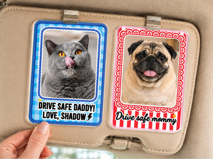 Personalized Dog Photo Car Visor Clip, Custom Pet Portrait Sun Visor, Christmas Gift for Pet Owner, Cute Dog Mom Dog Dad Drive Safe Gifts
