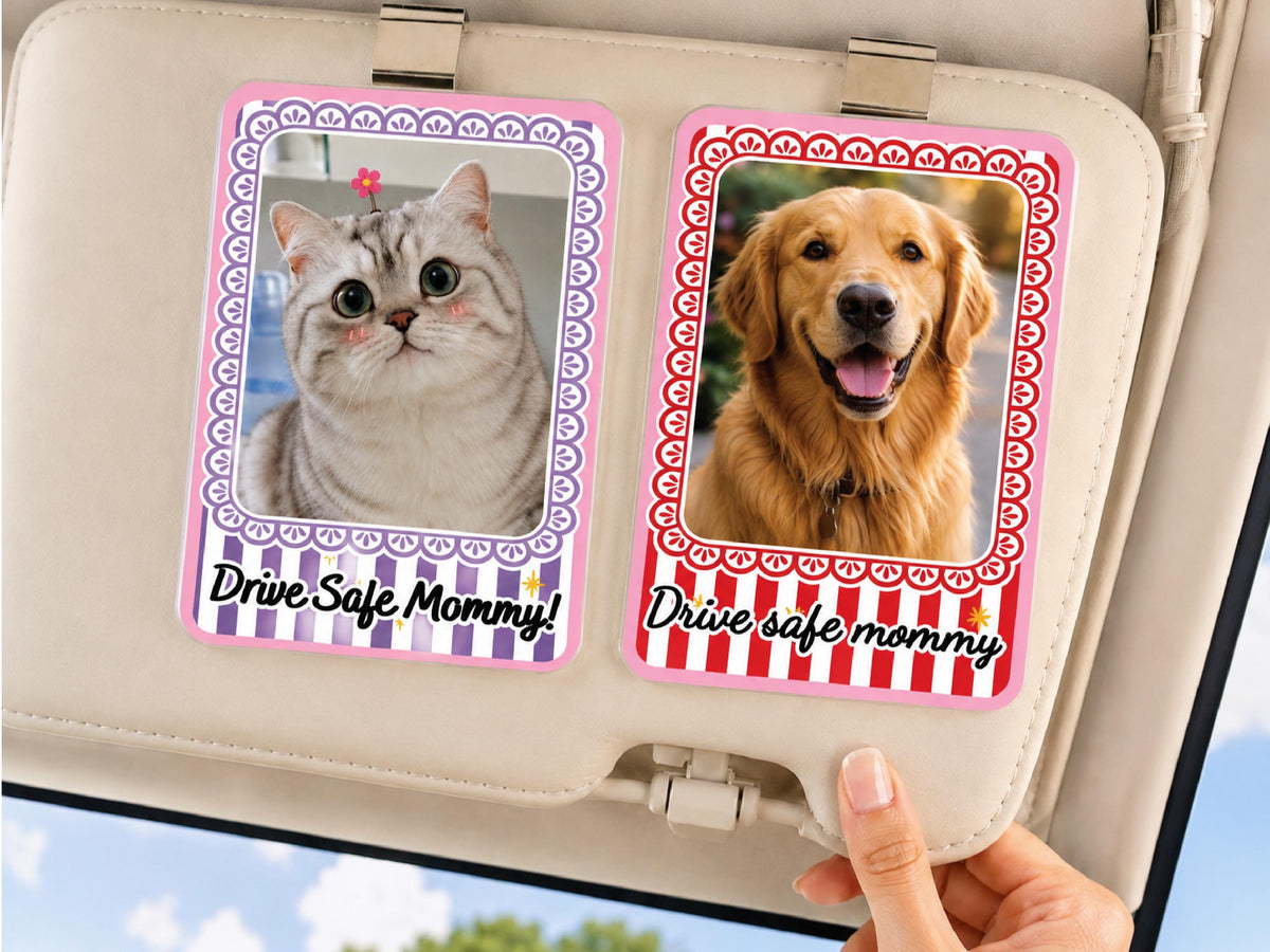 Personalized Dog Photo Car Visor Clip, Custom Pet Portrait Sun Visor, Christmas Gift for Pet Owner, Cute Dog Mom Dog Dad Drive Safe Gifts