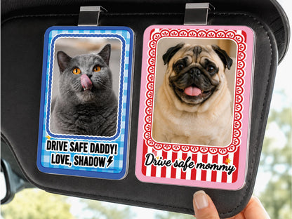 Personalized Dog Photo Car Visor Clip, Custom Pet Portrait Sun Visor, Christmas Gift for Pet Owner, Cute Dog Mom Dog Dad Drive Safe Gifts