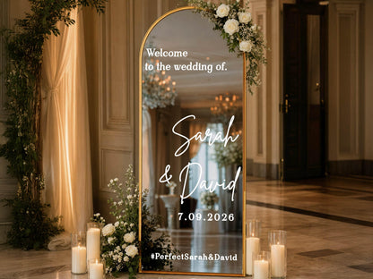 Personalized Wedding Mirror Decal, Custom Vinyl Welcome Sign Sticker, Wedding Reception Decor, Bridal Shower Sign