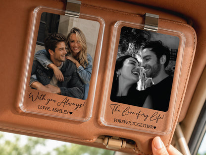 Personalized Couple Photo Car Visor Clip, Drive Safe I Love You Romantic Gifts for Him, Unique Anniversary Gift for Husband, Sun Visor Clip