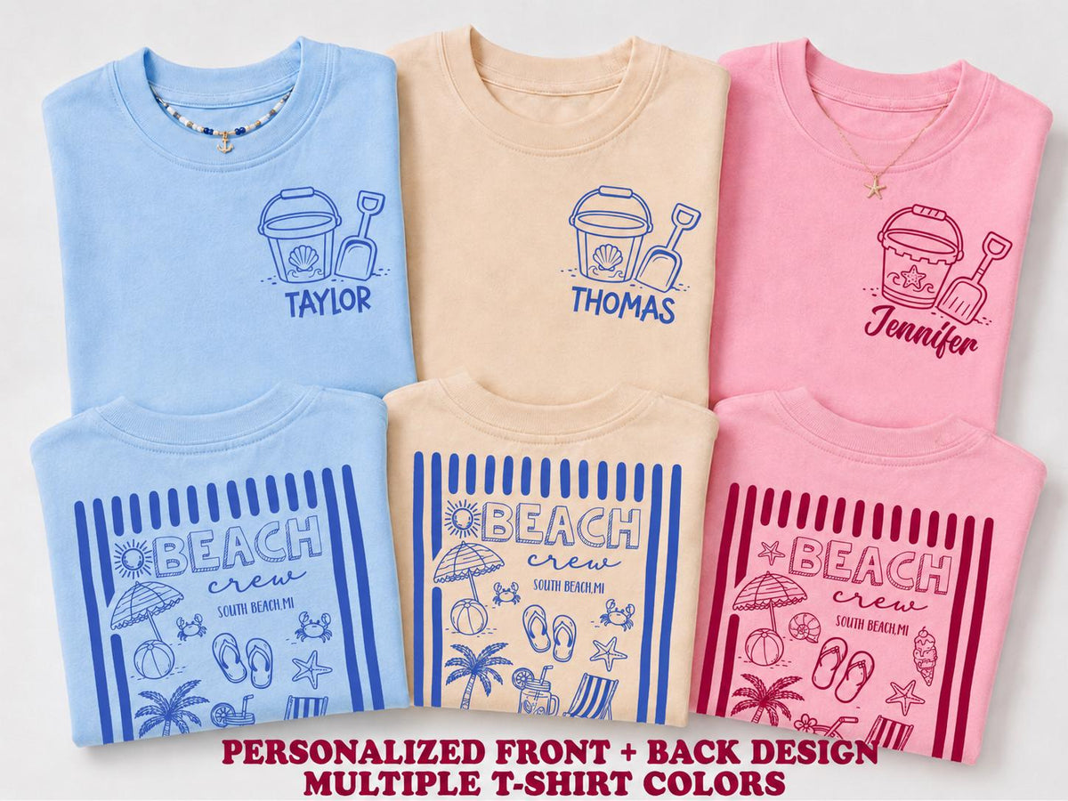 Family Beach Trip Shirt, Personalized Beach Crew Tee, Matching Family Vacation Shirts for Reunions and Cousin Crews, Custom Family Shirt