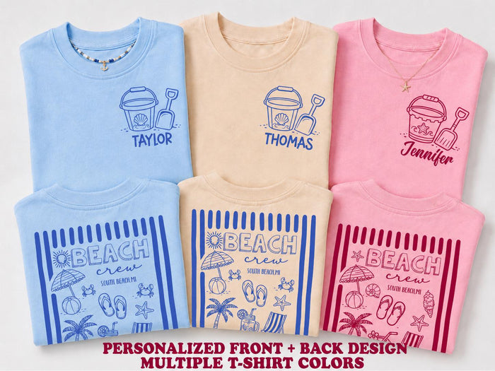 Family Beach Trip Shirt, Personalized Beach Crew Tee, Matching Family Vacation Shirts for Reunions and Cousin Crews, Custom Family Shirt