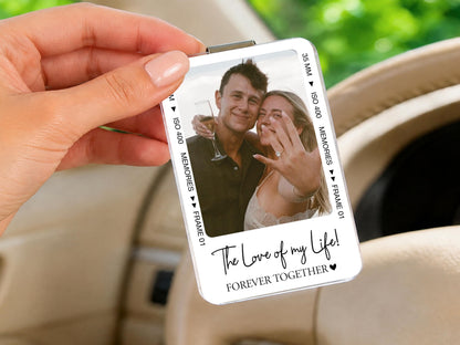 Custom Family Photo Car Visor Clip, Drive Safe Anniversary Gift for Him, Film Strip Photo Frame Couples Personalized Gift, Car Accessories