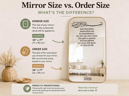Islamic Wedding Mirror Decal, Personalized Nikkah Welcome Sign with Bismillah and Quran Verse, Custom Arabic Calligraphy Vinyl Sticker