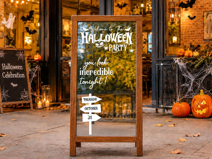Custom Halloween Mirror Decal, Personalized Welcome Sign, Trick or Treat Vinyl Sticker for Halloween Party Decor