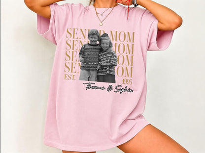 Custom Photo Senior Mom Shirt, Personalized Class of 2027 Comfort Colors T-Shirt, Proud Mom Gift, Senior 2027 Shirt, Senior Parent Gift