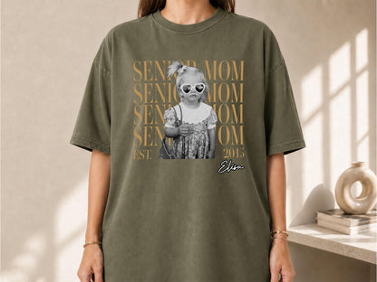 Custom Photo Senior Mom Shirt, Personalized Class of 2027 Comfort Colors T-Shirt, Proud Mom Gift, Senior 2027 Shirt, Senior Parent Gift