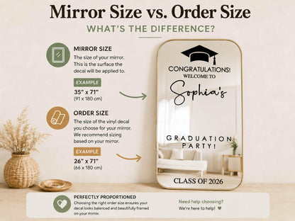 Graduation Welcome Sign, Personalized Class of 2027 Mirror Decal, Vinyl Sticker for Grad Party Decor, Custom Photo Backdrop
