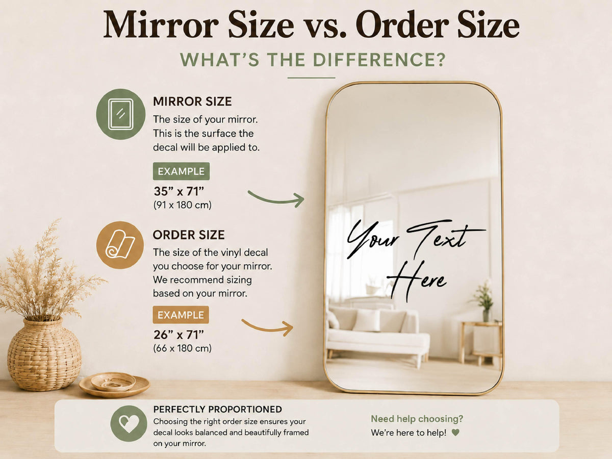 Custom Mirror Decal with Vinyl Lettering, Personalized Vinyl Sticker for Mirror Welcome Sign, Wedding Mirror Decal, Event or Home Decor