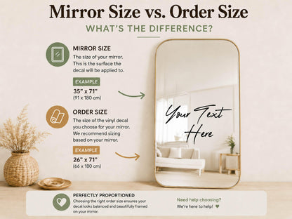 Custom Mirror Decal with Vinyl Lettering, Personalized Vinyl Sticker for Mirror Welcome Sign, Wedding Mirror Decal, Event or Home Decor