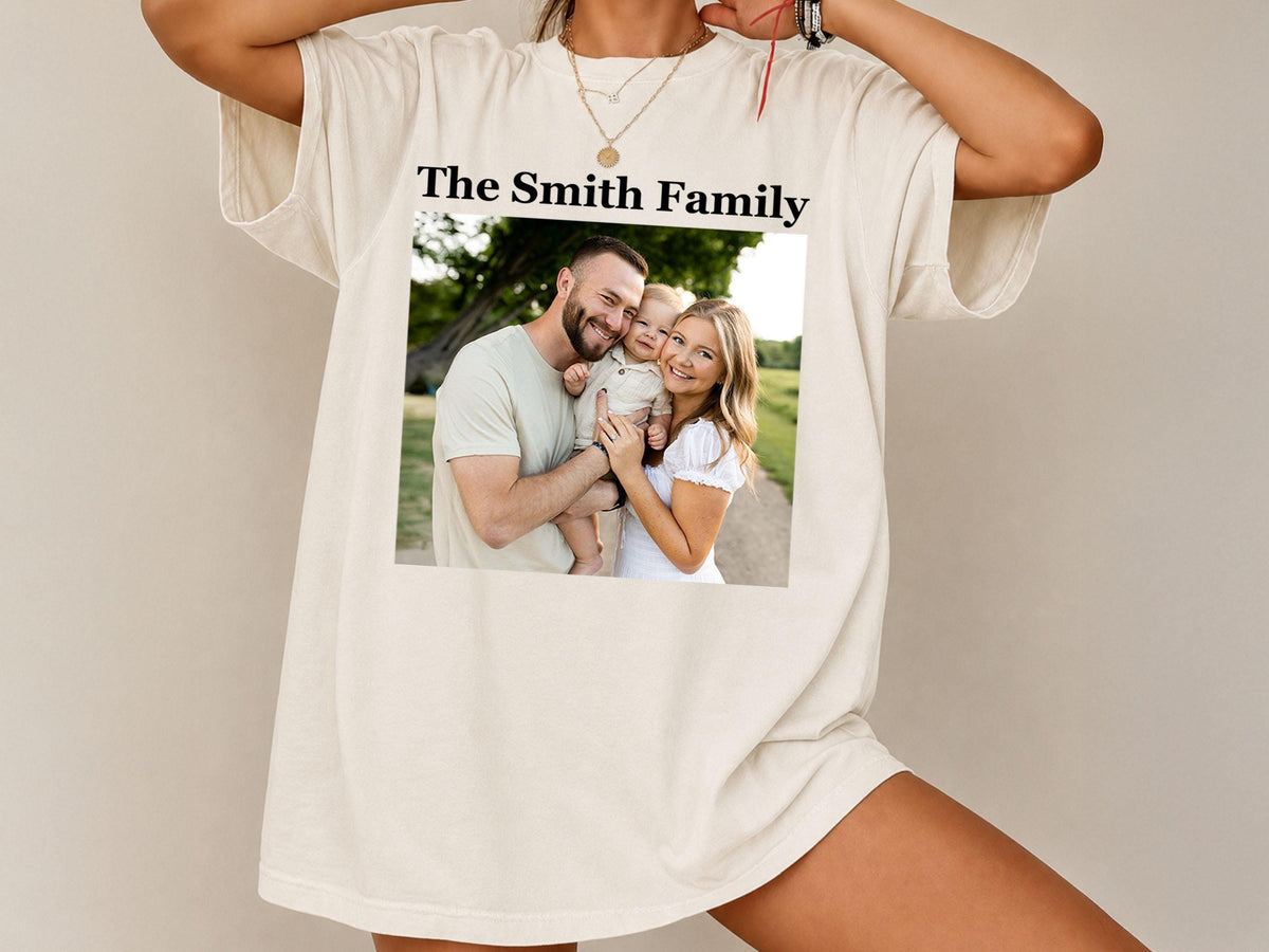 Custom Photo Shirt with Text, Personalized Picture Tee, Your Photo T-Shirt, Family Photo Shirt, Upload Your Own Image, Comfort Colors Shirt