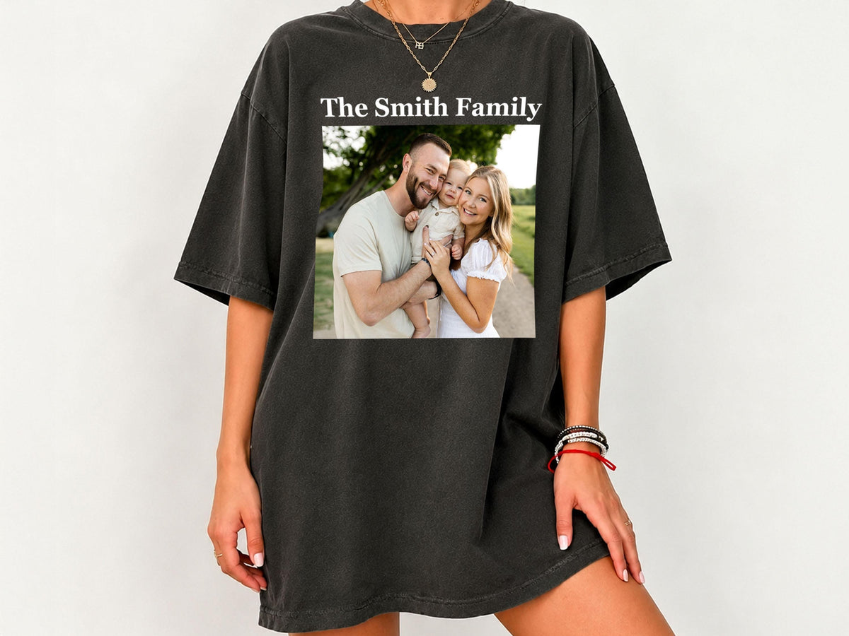 Custom Photo Shirt with Text, Personalized Picture Tee, Your Photo T-Shirt, Family Photo Shirt, Upload Your Own Image, Comfort Colors Shirt