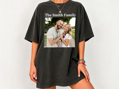 Custom Photo Shirt with Text, Personalized Picture Tee, Your Photo T-Shirt, Family Photo Shirt, Upload Your Own Image, Comfort Colors Shirt