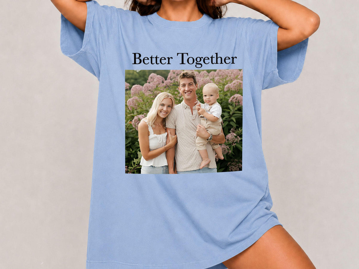 Custom Photo Shirt with Text, Personalized Picture Tee, Your Photo T-Shirt, Family Photo Shirt, Upload Your Own Image, Comfort Colors Shirt