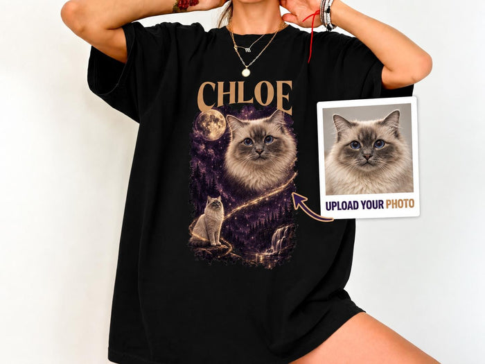 Comfort Colors Custom Pet Portrait Shirt, Custom Dog Shirt, Personalized Cat Shirt, Dog Bootleg Shirt, Howling Moon Tee, Cat Lover Gift