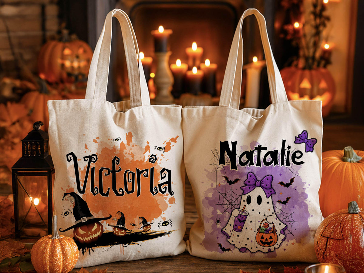 Personalized Halloween Tote Bag: Custom Trick or Treat Canvas Bag
