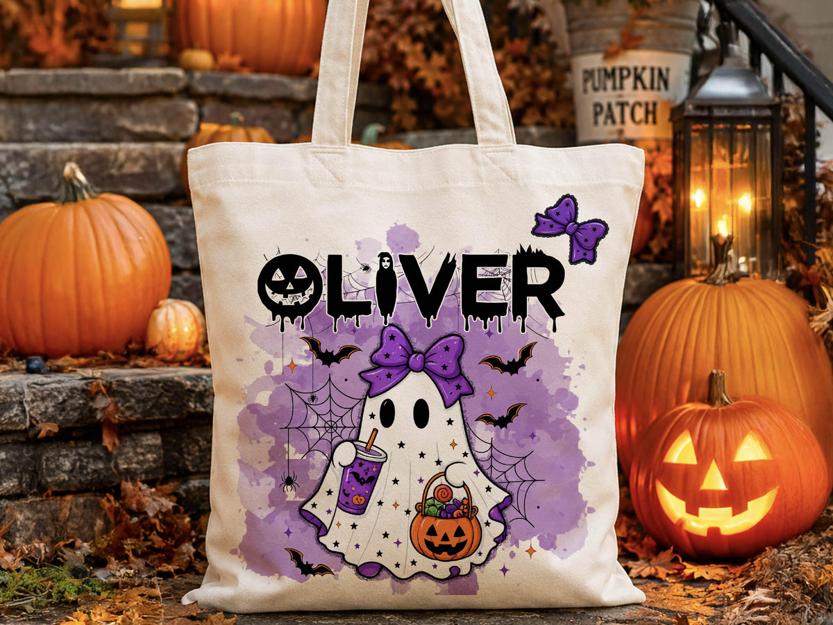 Personalized Halloween Tote Bag: Custom Trick or Treat Canvas Bag