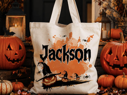 Personalized Halloween Tote Bag: Custom Trick or Treat Canvas Bag
