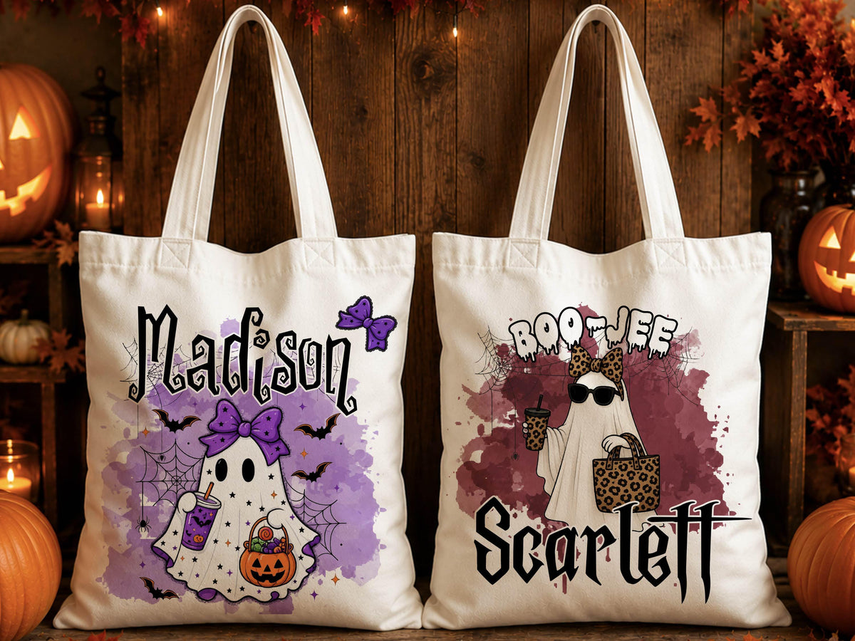 Personalized Halloween Tote Bag: Custom Trick or Treat Canvas Bag