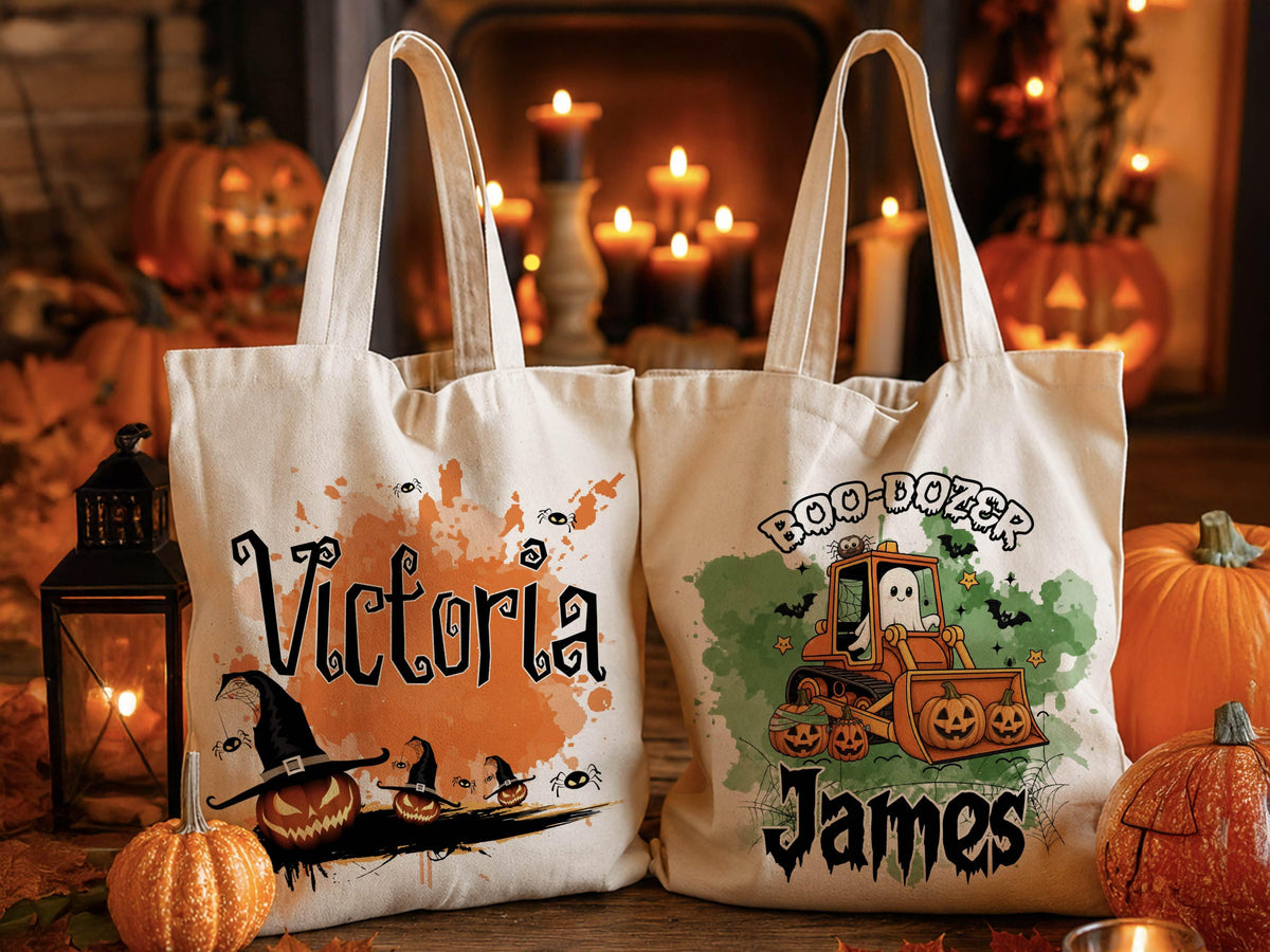 Personalized Halloween Tote Bag: Custom Trick or Treat Canvas Bag
