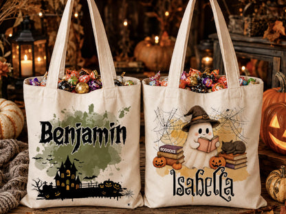 Personalized Halloween Tote Bag: Custom Trick or Treat Canvas Bag