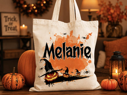 Personalized Halloween Tote Bag: Custom Trick or Treat Canvas Bag